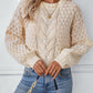 Cable-Knit Round Neck Long Sleeve Sweater