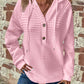 Waffle Texture Half-Buttoned Drawstring Hoodie—Small-3XL