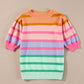 Striped Round Neck Half Sleeve Sweater