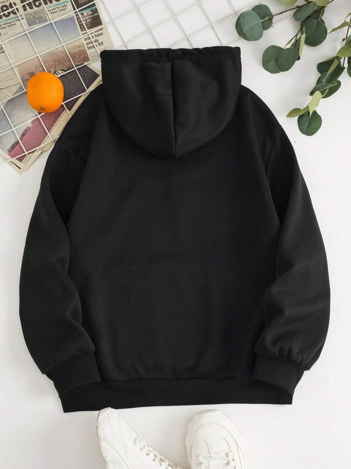 Drawstring Dropped Shoulder Hoodie