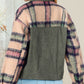 Plaid Corduroy Flap Pockets Button Up Jacket