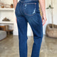 Judy Blue Full Size High Waist Rigid Magic Heavy Destroy Straight Jeans