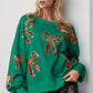 Sequin Bow Dropped Shoulder Sweatshirt