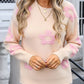 Angel Wings Flower Round Neck Long Sleeve Sweater