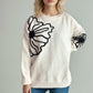 Flower Round Neck Long Sleeve Sweater