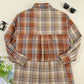 Khaki Plaid Colorblock Patchwork High Low Shacket