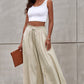 Drawstring Waist Wide Leg Pants