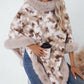 Furry Contrast Three-Quarter Poncho