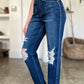 Judy Blue Full Size High Waist Rigid Magic Heavy Destroy Straight Jeans