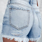 Distressed Raw Hem Denim Shorts