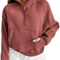 Sea Green Fleece Lined Zip Up Stand Collar Thumbhole Sleeve Sweatshirt