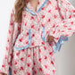 Valentine’s Day Frill Strawberry Print Flounce Sleeve Top and Shorts Lounge Set