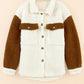 Color Block Collared Neck Sherpa Jacket