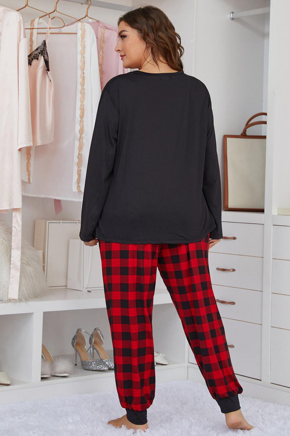 Plus Size Heart and Plaid Lounge Set