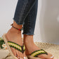 Yellow Woven Strap Flat Flip Flops