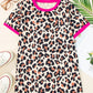 Leopard Round Neck Short Sleeve T-Shirt