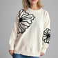 Flower Round Neck Long Sleeve Sweater