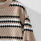 Striped Round Neck Long Sleeve Sweater