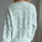 Openwork Round Neck Dropped Shoulder Sweater