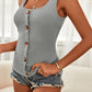 Decorative Button Ribbed Square Neck Tank