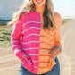 Striped Pocketed Dropper Shoulder Sweater