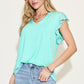 Basic Bae Full Size Bamboo Notched Ruffled Short Sleeve T-Shirt