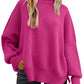 Slit Round Neck Dropped Shoulder Sweater