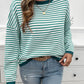 Devine Striped Round Neck Dropped Shoulder Sweater