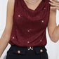 Sequin Cowl Neck Tank