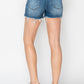 RISEN High Rise Raw Hem Distressed Denim Shorts