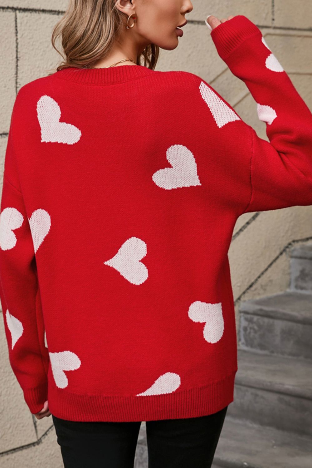 Red, White & Black Comfy Heart Sweater—All Heart—Valentine's Day Collection