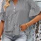 Perfee Striped Asymmetrical Flounce Sleeve Blouse