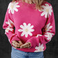 Daisy Round Neck Dropped Shoulder Sweater