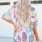 Mixed Print V-Neck Half Sleeve Top