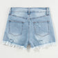 Distressed Raw Hem Denim Shorts