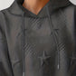 Plus Size Star Texture Long Sleeve Drawstring Hoodie