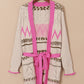 Contrast Tied Open Front Cardigan