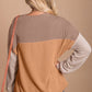 Red Color Block Long Sleeve Ribbed Loose Top