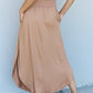 Doublju Comfort Princess Full Size High Waist Scoop Hem Maxi Skirt in Tan