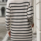 Striped Mock Neck Long Sleeve Mini Dress