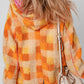 Plaid Long Sleeve Hooded Jacket