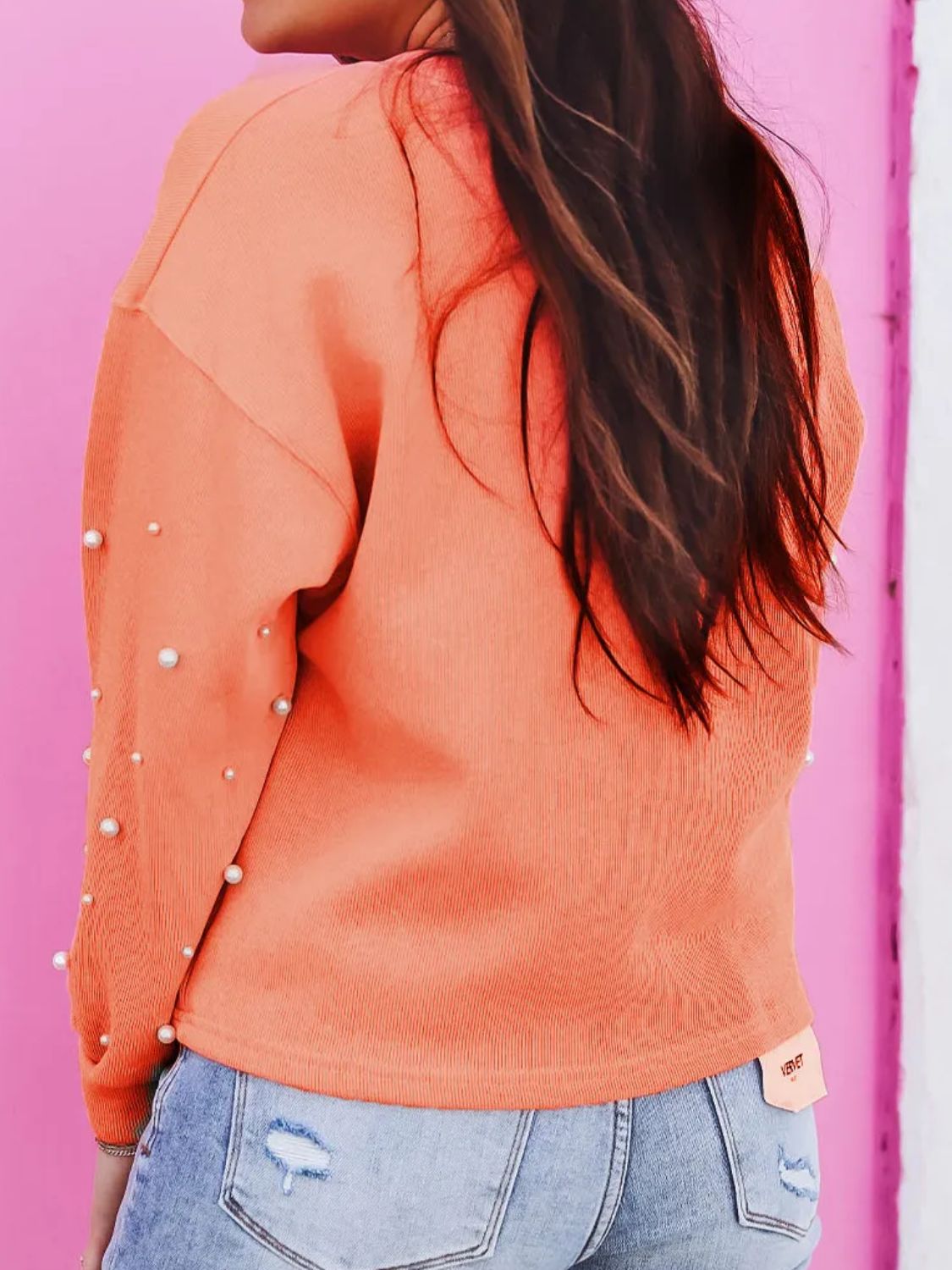 Pearl Detail Long Sleeve Sweatshirt