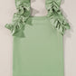 Smoke Green Solid Ruffle Trim Sleeveless Top