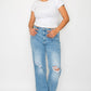 bytos Full Size Distressed High Rise Straight Jeans