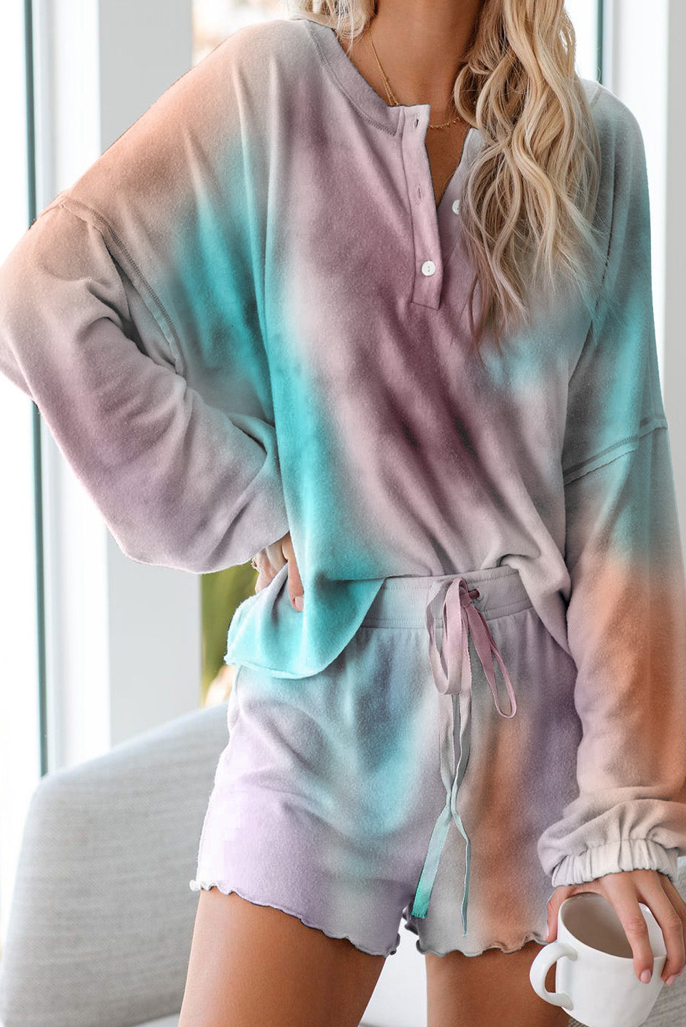 Sky Blue Tie Dye Knit Lounge Set