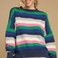 Contrast Striped Round Neck Long Sleeve Sweater