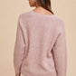 Annie Wear HELLO Embroidered Raglan Sleeve Sweater