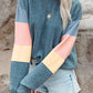 Color Block Round Neck Long Sleeve Sweatshirt