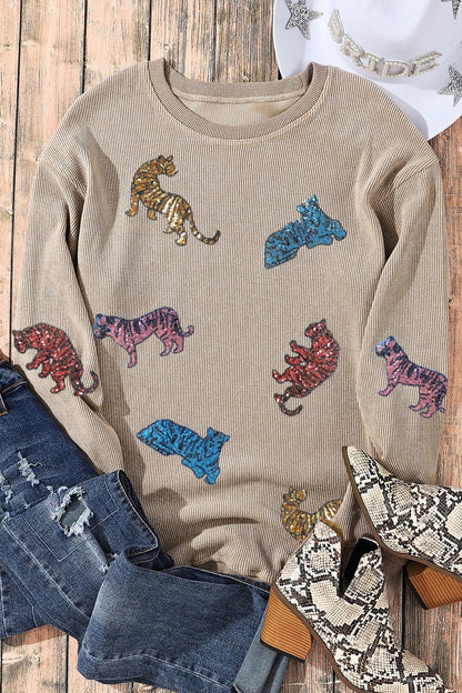 Animal Sequin Sweatshirt—Small-2XL