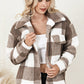 Plaid Collared Neck Drop Shoulder Jacket